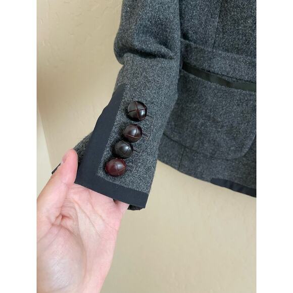 New J. Crew Dark Grey Black Trim 100% Wool Blazer Jacket 4 - Picture 3 of 5
